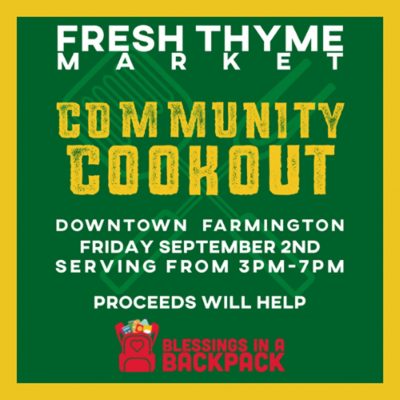 Fresh Thyme Community Cookout for Blessings in a Backpack